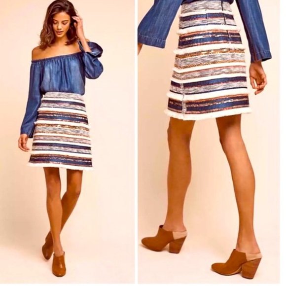 Anthropologie Dresses & Skirts - Anthropologie Moulinette Soeurs Erine Fringe Beaded Skirt